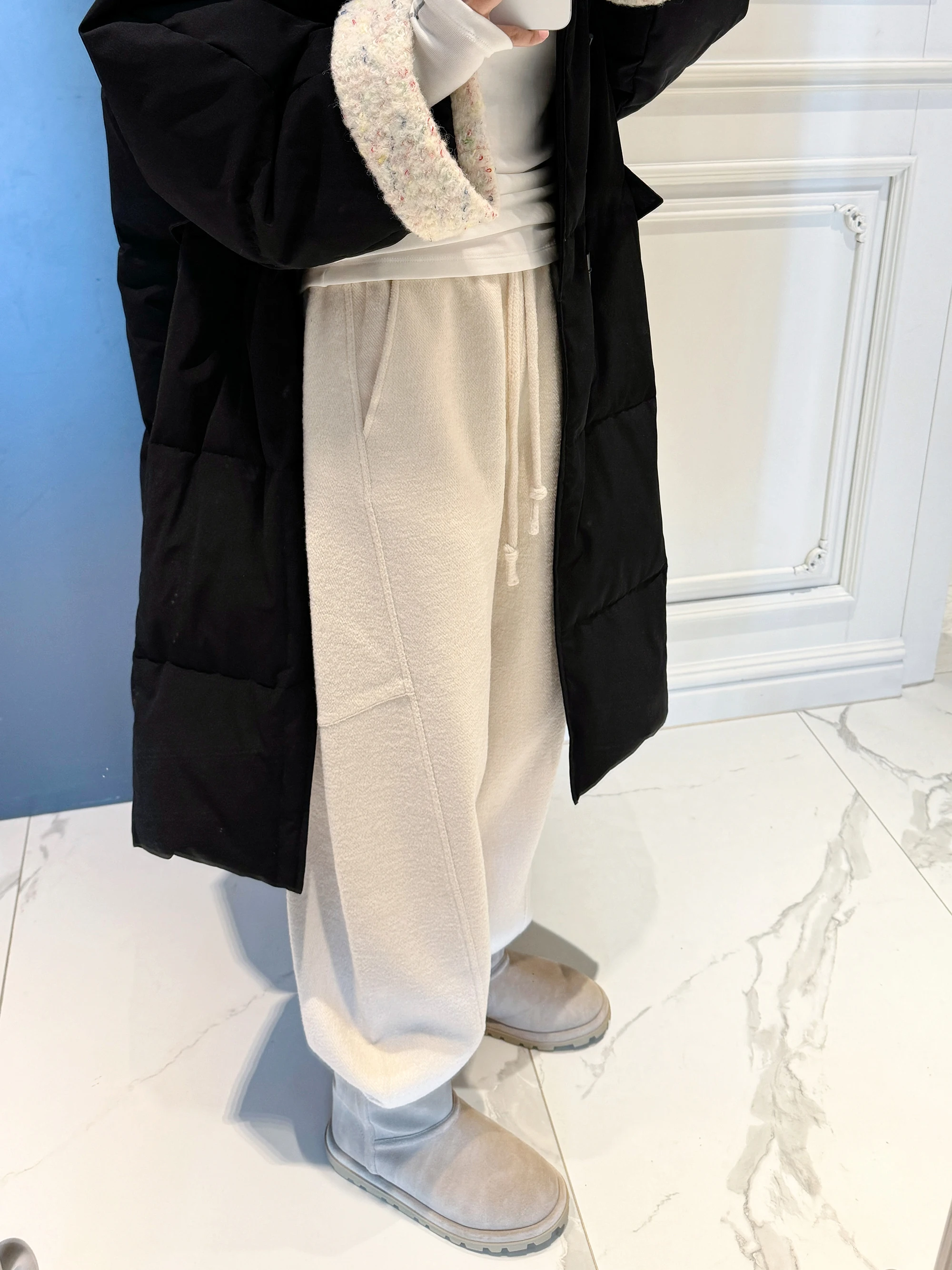 

Шерстяные повседневные брюки для женщин: широкие штаны с высокой посадкой, зимние, комфортные, теплые, свободного кроя