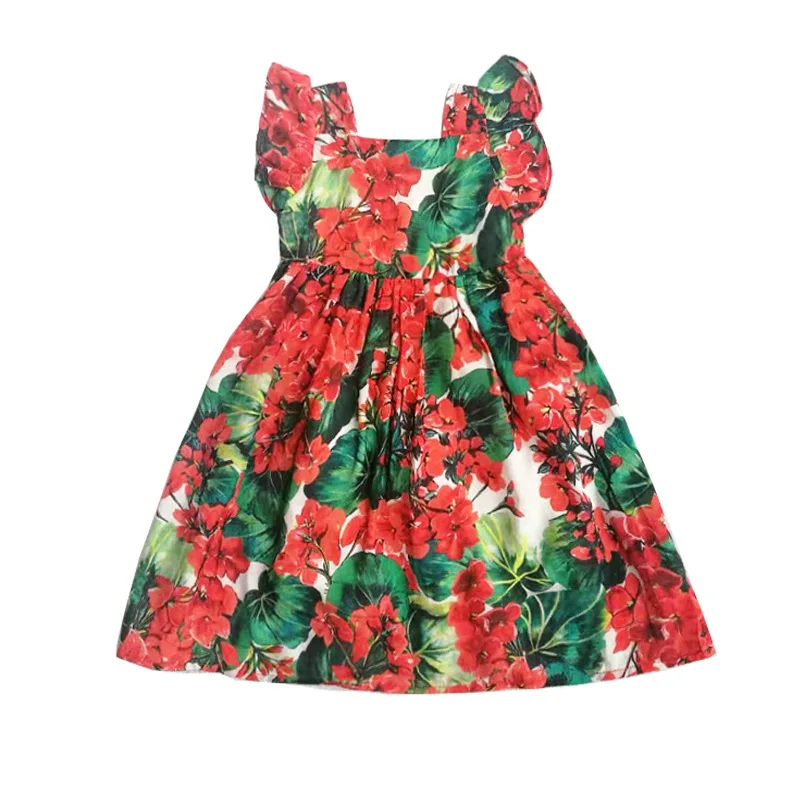 Brand Spring and Summer New Geranium Cotton Poplin Printed Fabric Parent-child Dress Cloth Clothes Cloth Handmade Boutique