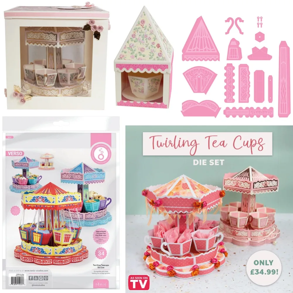 Interesting Twirling Tea Cups cutting Dies Scrapbook Diary Decoration Stencil Embossing Template DIY Greeting Card Handmade 2024