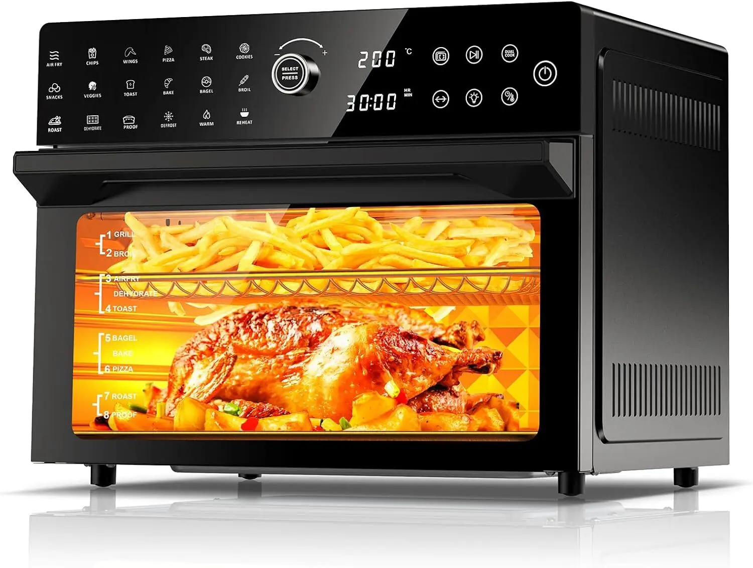 Extra Large Air Fryer, Toaster Oven Air Fryer  , 360°Hot Air Circulation for Healthier Food, 1800W Preset Dual Cook, 13