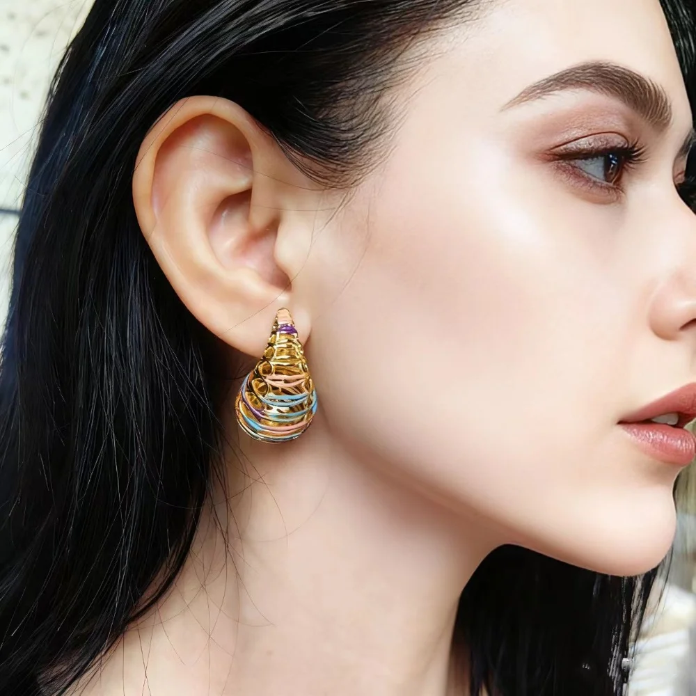 

Boho Handmade Colorful Wire Teardrop Earrings Unique Statement Jewelry Gift for Women for Party And Daily Wear