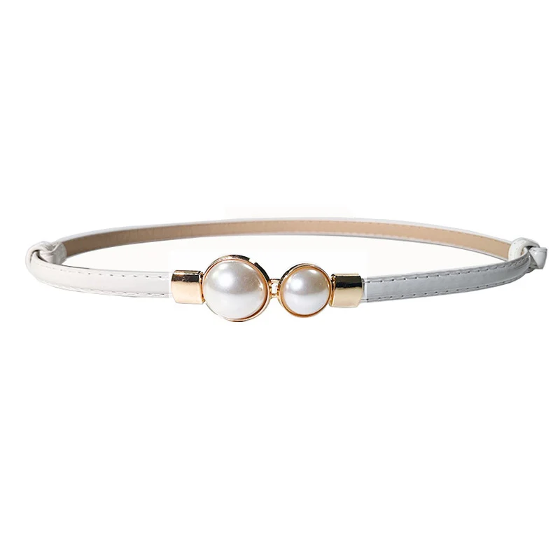 Cintura di perle vintage nuova misura regolabile, cintura sottile elastica con gancio per giacca maglione da donna nera lucida a specchio di fascia alta