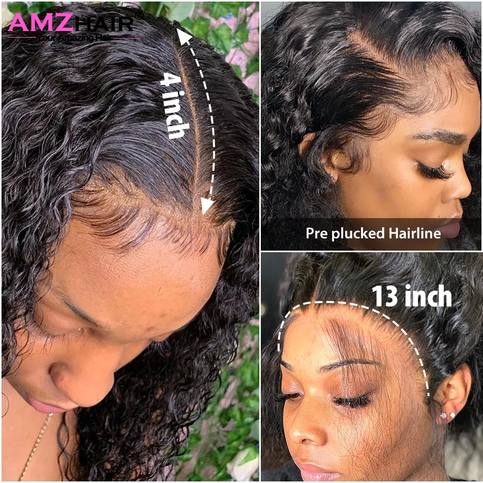 Peruca de cabelo humano encaracolado cor natural HD peruca frontal de renda transparente 13x4 densidade 180% para mulheres