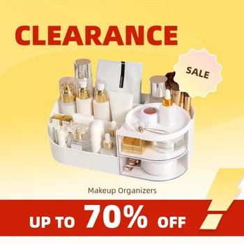 Clearance_Table Caja de almacenaje para maquillaje, organizador de almacenamiento de cosméticos, joyería, esmalte de uñas, contenedor de maquillaje para dormitorio, artículos diversos de escritorio St