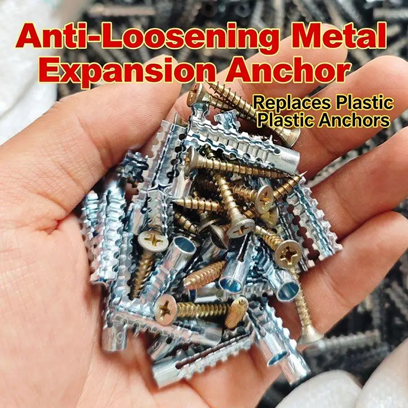 100PCS/SET Metal Serrated Expansion Screws Self Tapping Screw Tube for Concrete Wall Anchors Fasteners Drilling Plug Bolt Kits