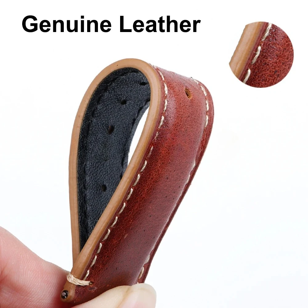 خياطة جلد البقر حزام لأوميغا 20 مللي متر 22 مللي متر 24 مللي متر الأصفر سوار المعصم ل Seiko BlackVintage الجلود حزام الساعات فراشة مشبك