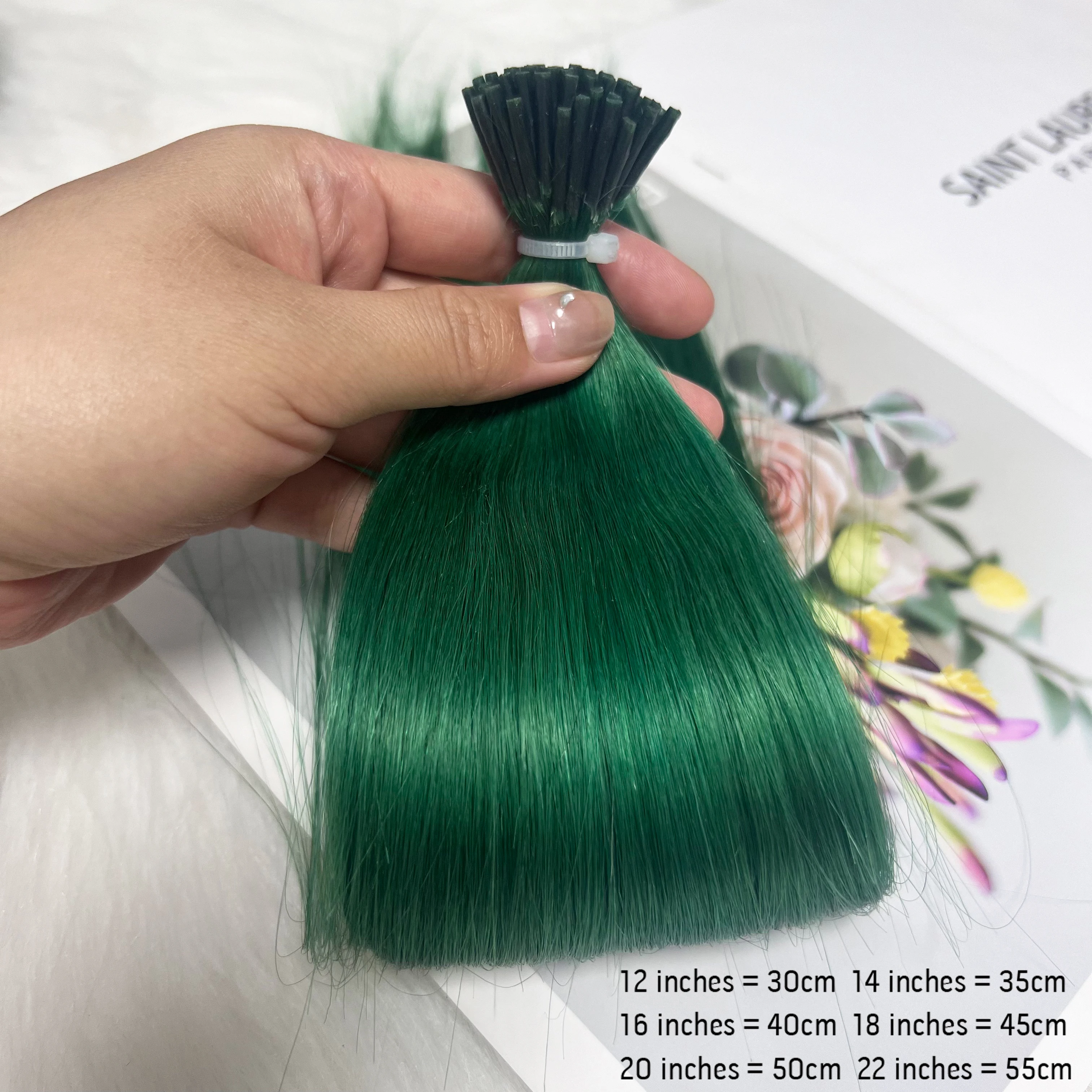 I تلميح ريمي الشعر البشري مستقيم الانصهار الطبيعي وصلات شعر 50 قطعة/المجموعة الملونة مستقيم الشعر 12-20 بوصة #3