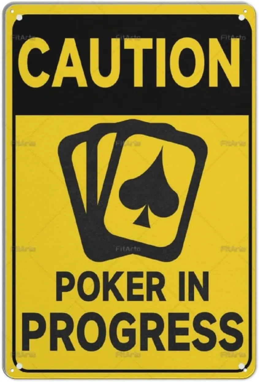 Caution Poker In Progress Funny Vintage Tin Sign Metal Wall Decor For Bedroom Plaques Poster Home Family Lovers Gift Retro  sign