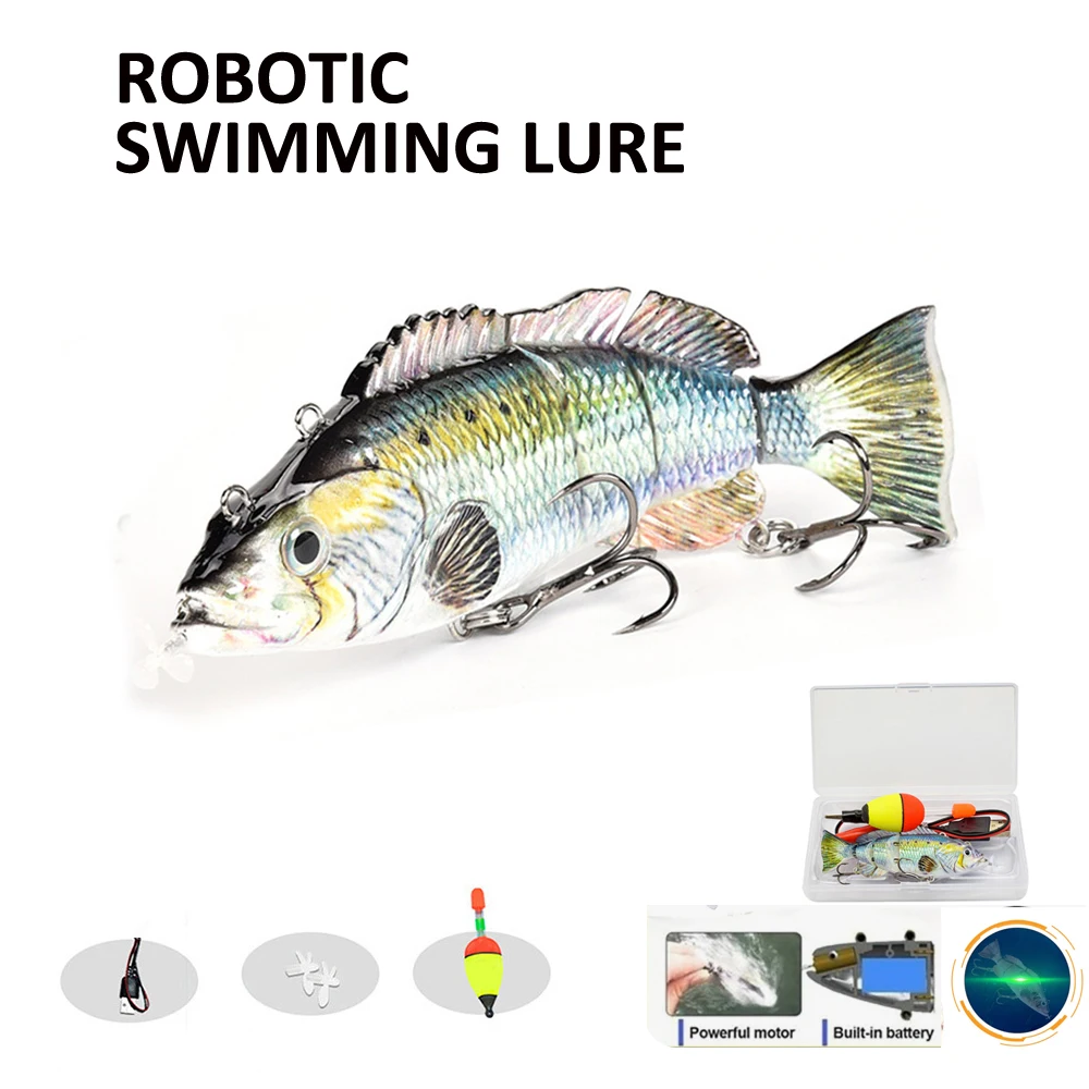 Auto Fishing Lures Electric USB Rechargeable LED Light Multi Jointed Wobbler Swimbait  Pesca Tackle  Propeller Motor Lure Set