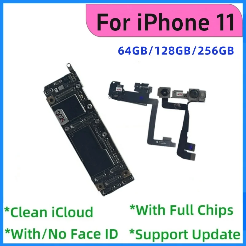 Tested For iPhone 11 pro max Motherboard Logic board Clean iCloud Full chip unlocked with Face ID mainboard support IOS update