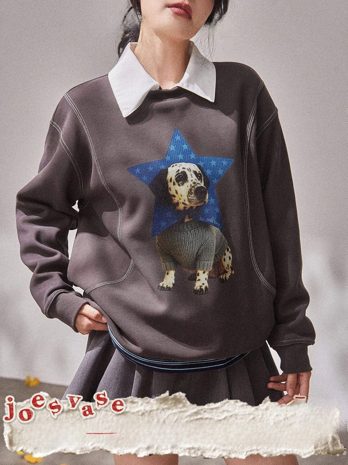 

ey Loose Women's Sweatirt Star Spot Dog Print Design Sense Autumn New Sle Comfortable Fit Hoodie Casual Commute Sle