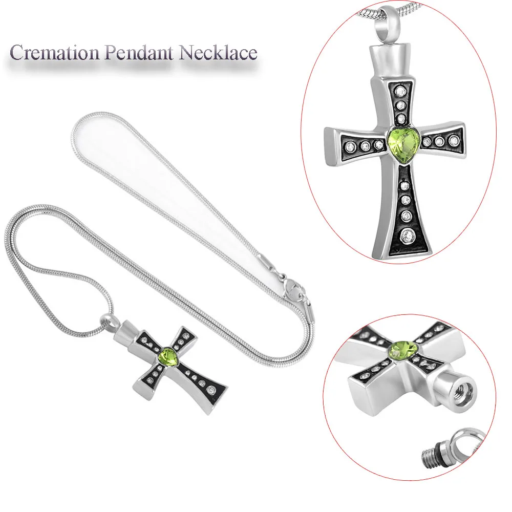 

Ожерелье для урны, крест, подвеска с сердцем, Хрустальный материал из нержавеющей стали, изысканный подарок для мужа, праха, кремации, ювелирные изделия