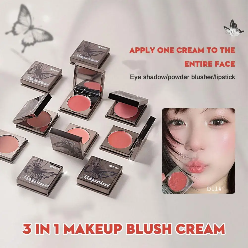 NEW High-end 3 In 1 Matte Lip Mud Blusher Cream Rouge Stack Peach Blush Paste Clay Natural Contour Cheek Red Blush Tint Rouge