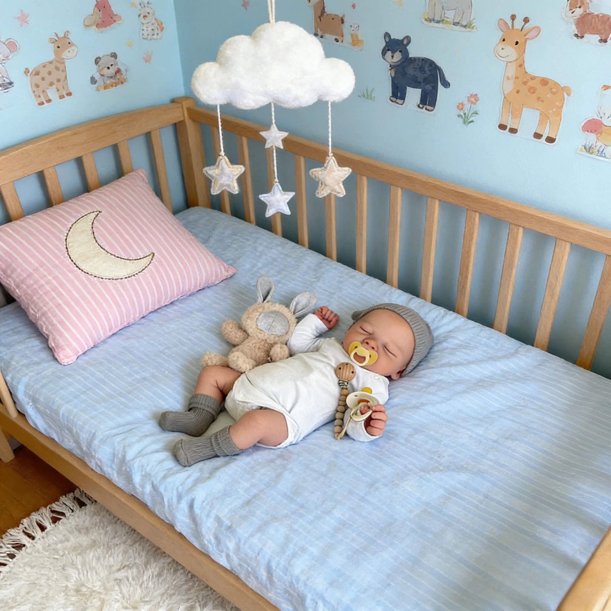 Bambola rinata addormentata Romy realistica da 18 pollici pre dipinta, pelle morbida 3D, capelli disegnati a mano