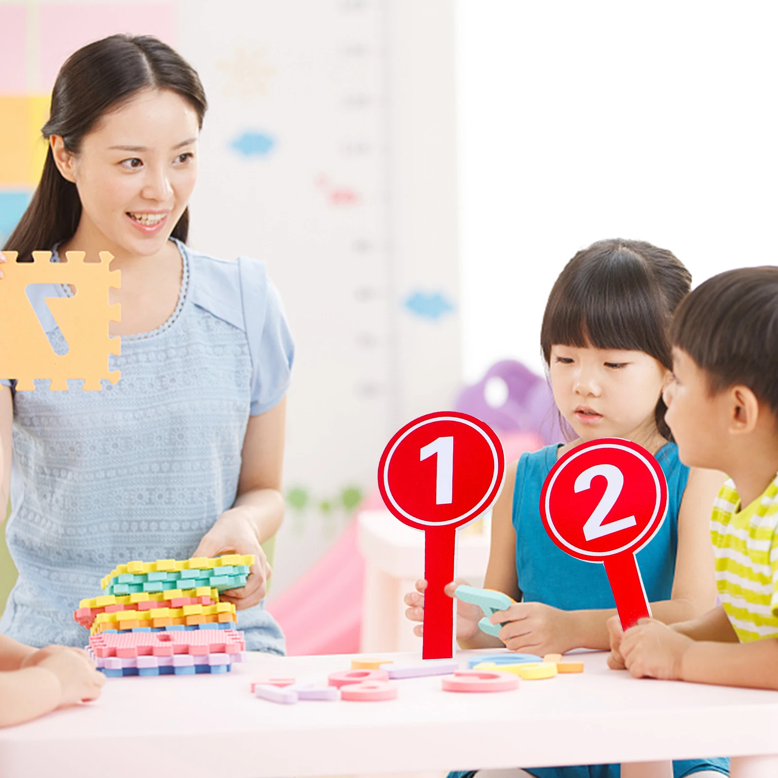 

10pcs Handheld Number Paddles Black Dry Erase Red Foam Practical Scoreboards Competition Voting Auction Paddles Hand