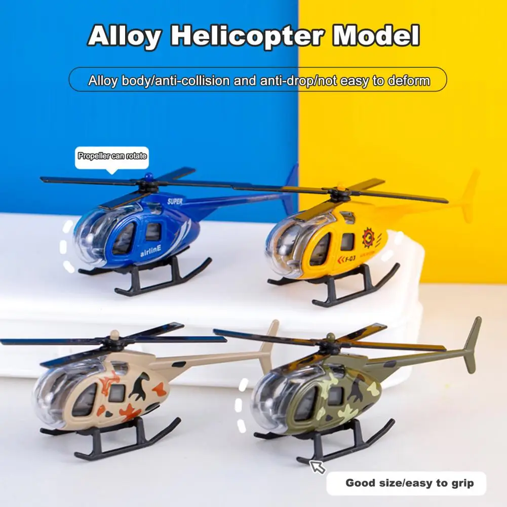 4Pcs Alloy Helicopter Model Realistic Die-cast Fighter Airplane Figurine Kids Helicopter Toy Airplane Model Collectible Gifts