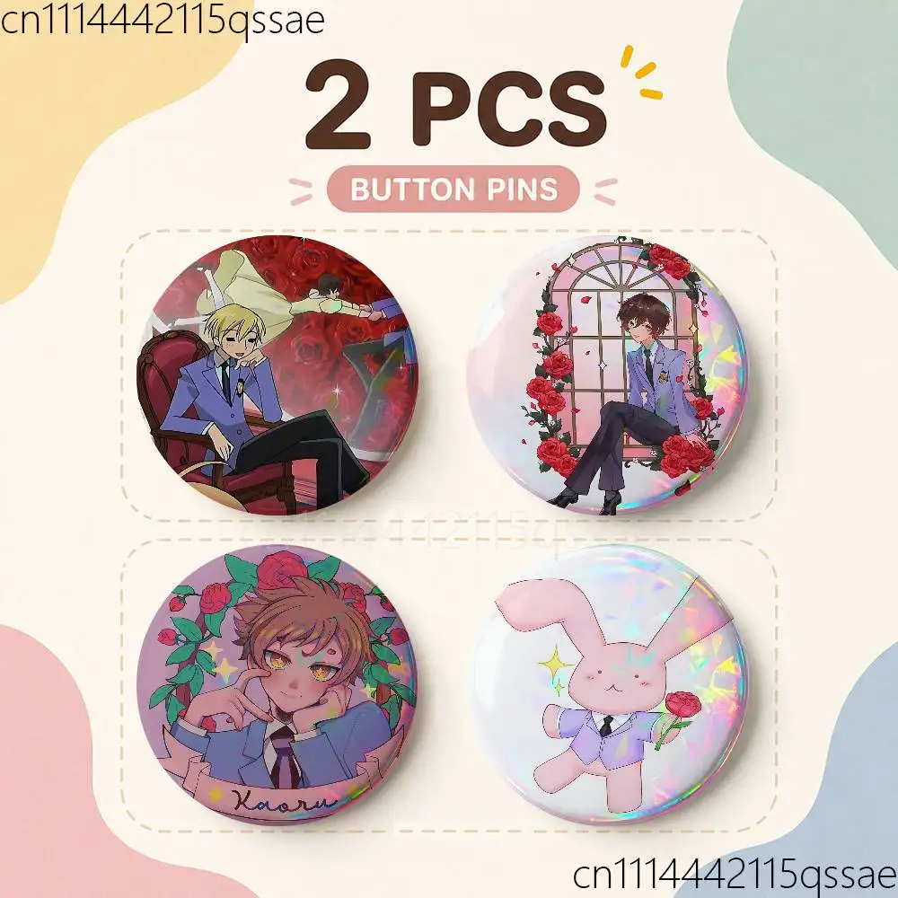 OHSHC O-Ouran High School 25/32/44/58/75mm Badges Bright Printed Icon Gift For Friends Badge Collar Brooch Lapel Pin Metal