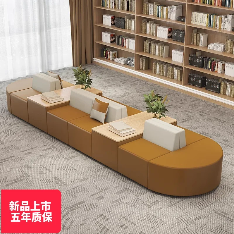 Cat scratching leather office reception sofa coffee table combination