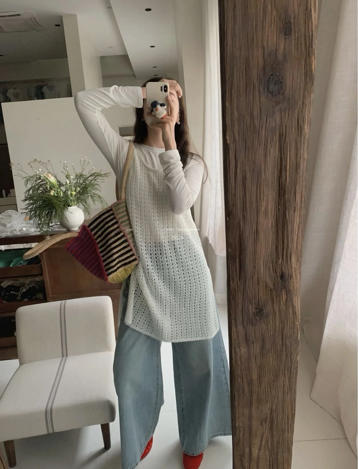 

Korean Sle Hollow out Long Knitted Vest Strap Women's Spring New Thin Inner Wear Casual Comfortable Breathable Moisture Wic...