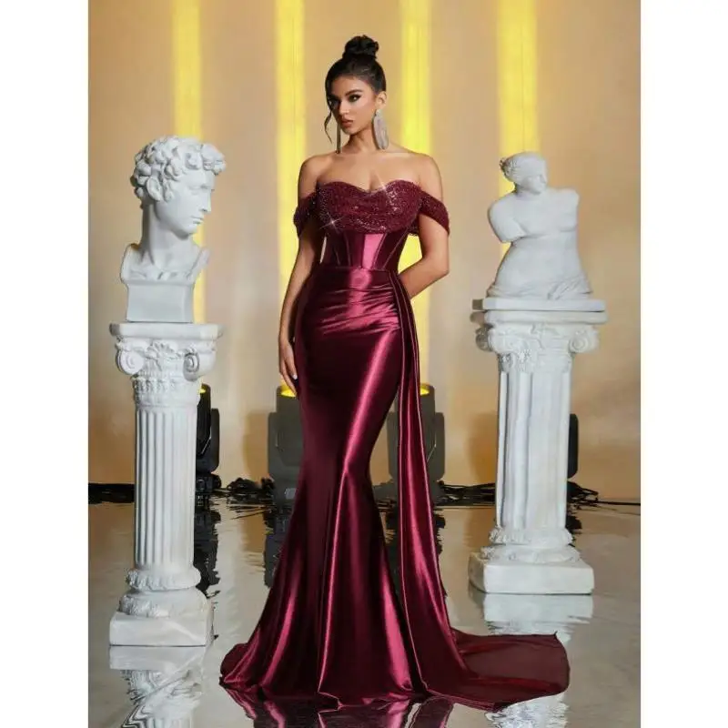 

Ele Wine Red Off-oulder 3D Flower Pearl V 065 New Cross-Border Casual Sportswear Set for Men Autumn Seven-Sve