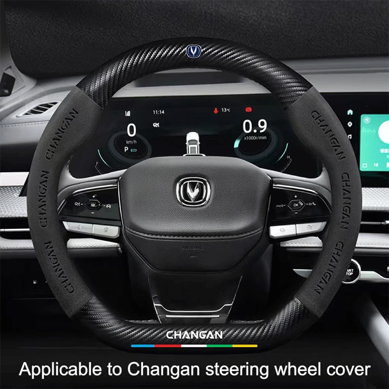 38CM Suede Leather Steering Wheel Cover For Changan CS35 Plus CS85 Aslvin CS75 CS95 CS15 CS70 Eado Raeton CS55 CX20