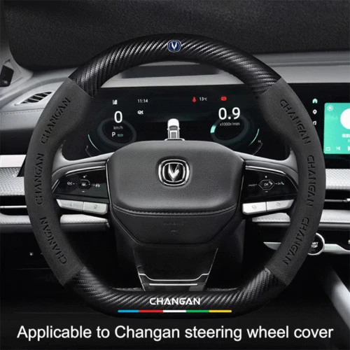 Funda de cuero de ante para volante de 38CM para Changan CS35 Plus CS85 Aslvin CS75 CS95 CS15 CS70 Eado Raeton CS55 CX20