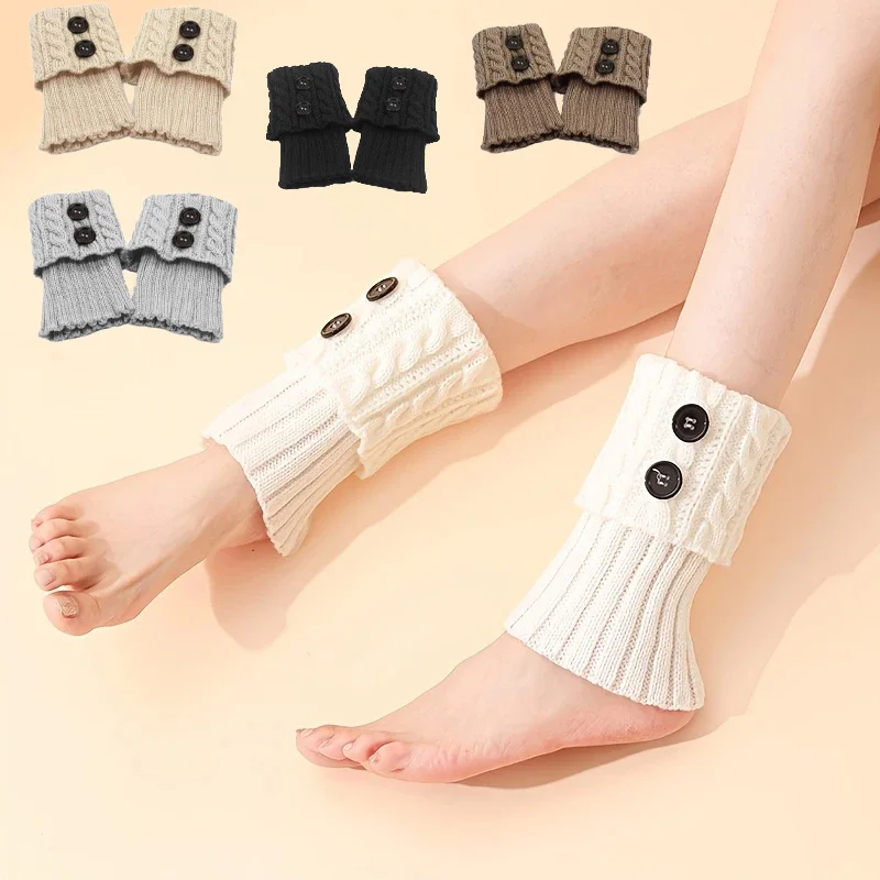 

1 Pair Button Decor Leg Warmers,Elastic Twist Boot Cuffs for Winter Warmth,Sport & Outdoor Cold Weather Accessories