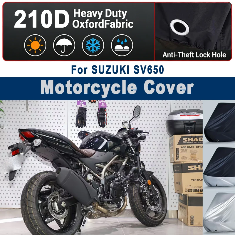 

Чехол для мотоцикла без отверстий для ушей для SUZUKI SV650 - защита всего тела на открытом воздухе, водонепроницаемый, пылезащитный, солнцезащитный, мотоаксессуары