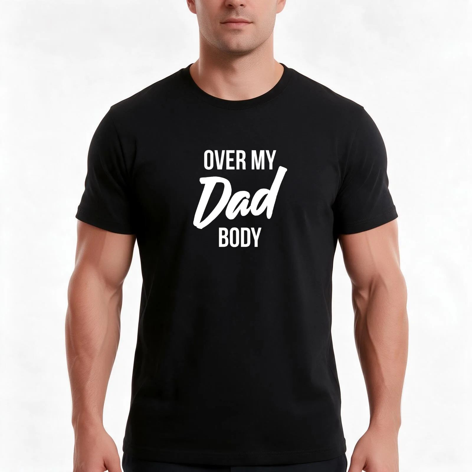 Over My Dad Body Funny T-Shirt, Summer Casual Cotton Tee, Oversized Streetwear Tops, Vintage Graphic Print, Unisex Men Women