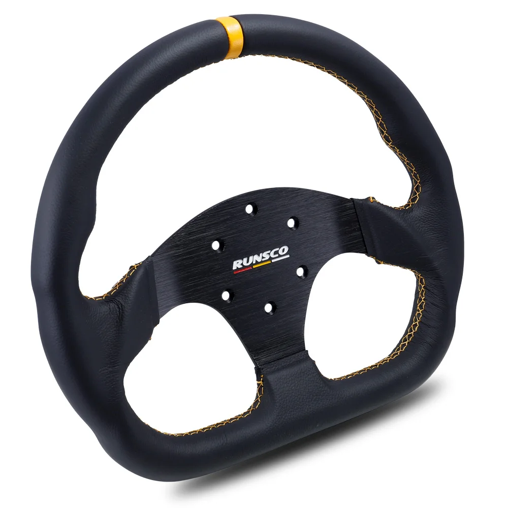 

13Inch/330mm Sport Steering Wheel Competitive Karting Drift Racing PC Simulation Game Steering Wheel Leather Universal 70mm-PCD