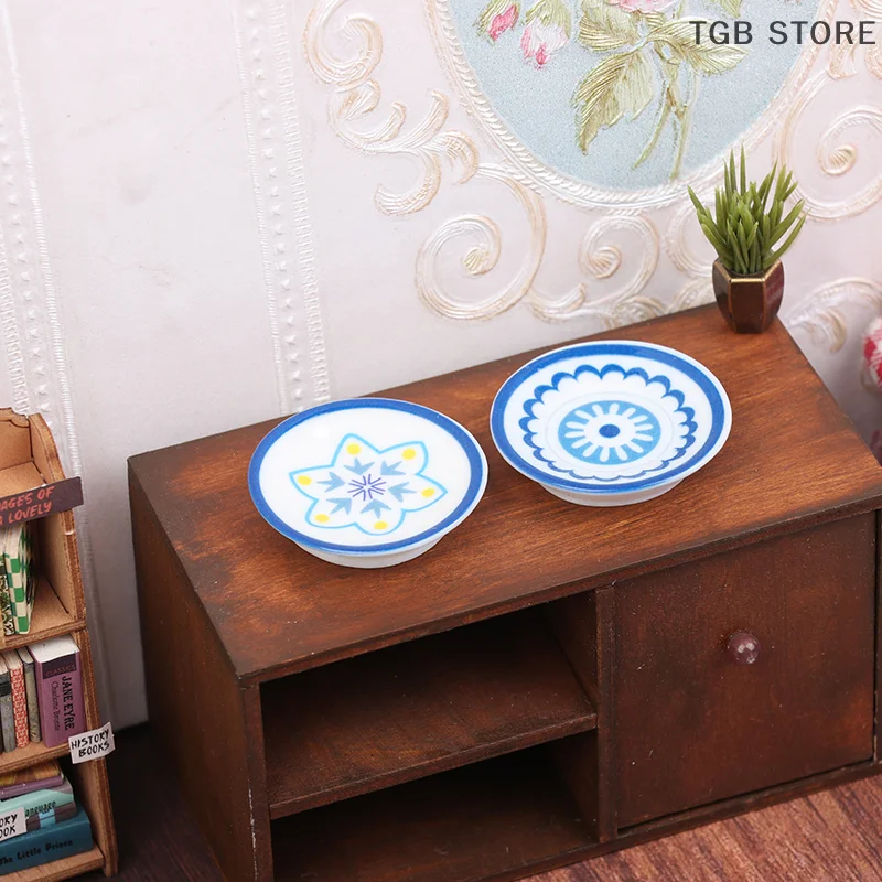 5 個 1:12 シミュレーション白青磁器プレートキッチン装飾ドールハウスアクセサリーごっこ遊びおもちゃ