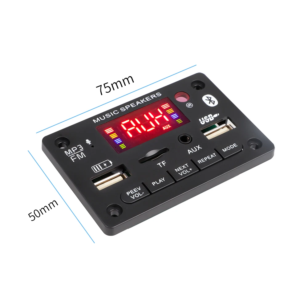 New 80W Amplifier DC 7V-24V MP3 Decoder Board Bluetooth 5.0 with Charging port Car MP3 Player USB Module FM AUX Radio Recording