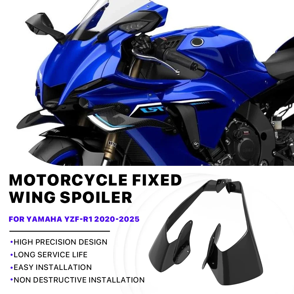 Winglets Spoiler Fit for Yamaha R1 R1M 2020-2025 Wings Installed By Bolts Front Fairing Fixed Wing Moto Parts High Quality ABS