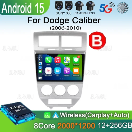 Para Dodge Caliber Jeep Compass 1 MK Patriot 2006 - 2010 Android 15 Auto Radio de coche reproductor de vídeo Multimedia GPS 4G + WIFI 360 cámara