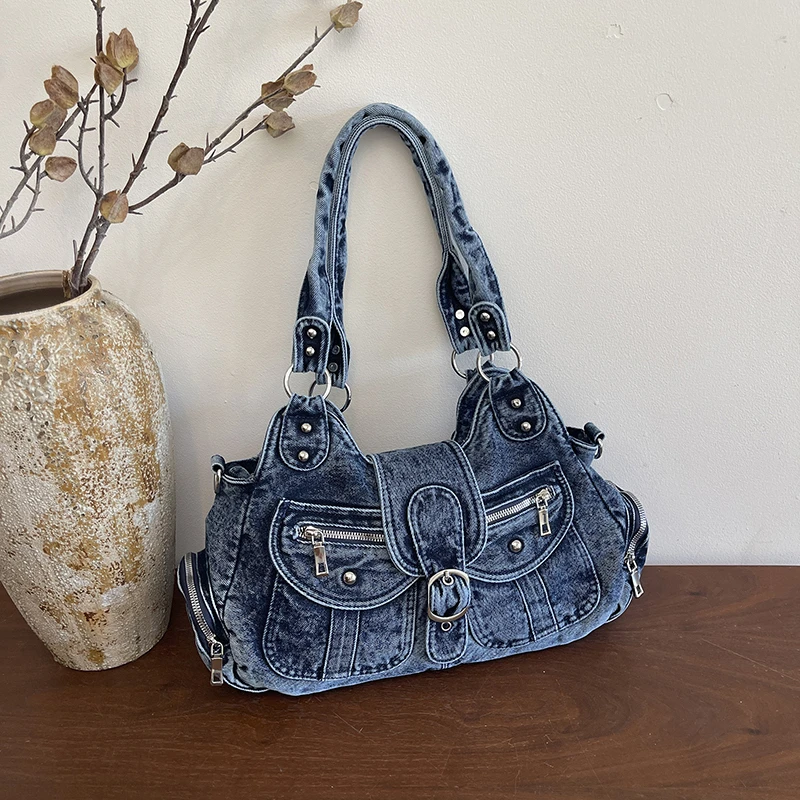 กระเป๋าสะพายไหล่ยีนส์ฟอกสีสไตล - Women Bags Jeans บทวิจารณ์และราคา