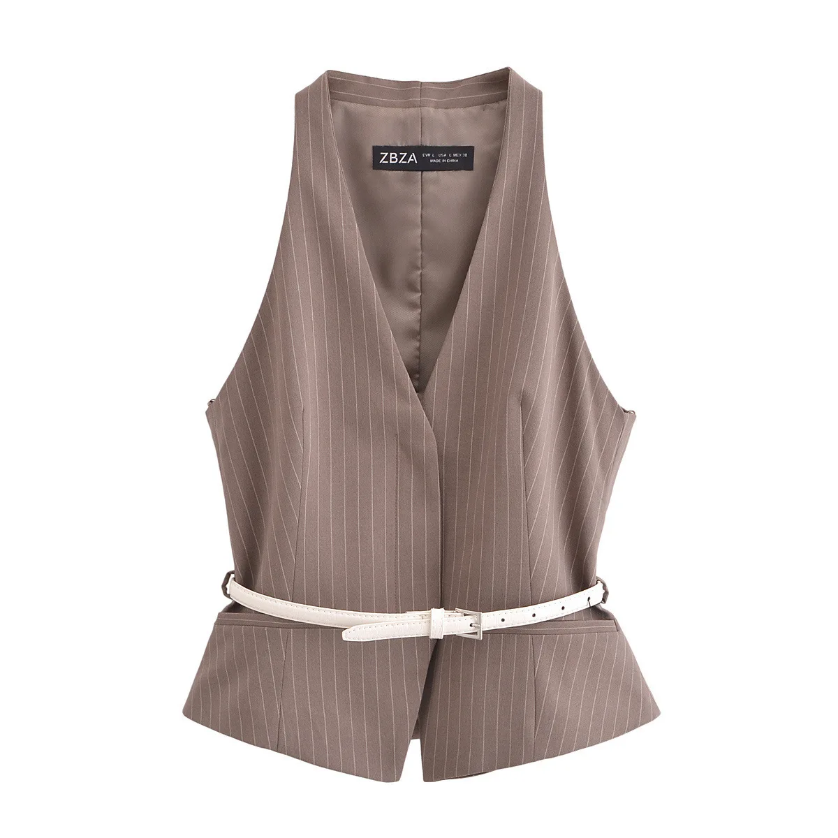 

Весенний женский уличный модный повседневный жилет с поясом в европейском и американском стиле оптом