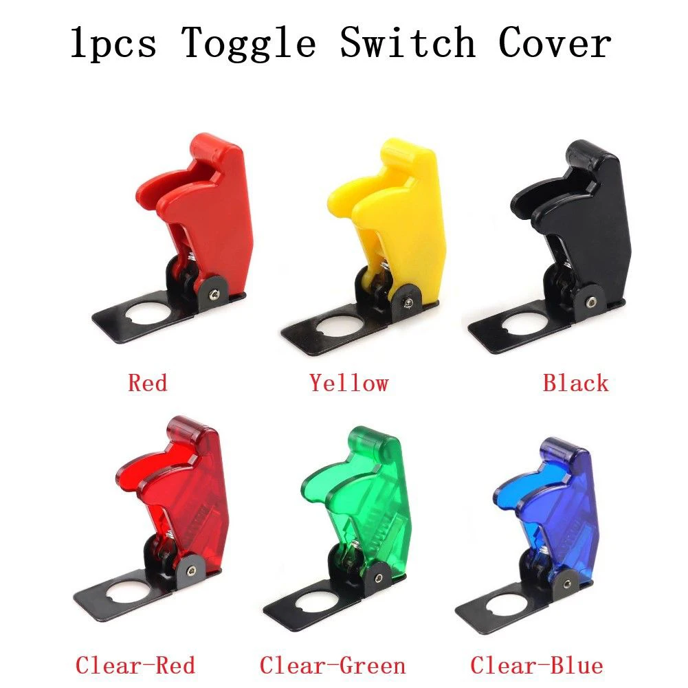 1pc Auto Car Boat Truck Illuminated Led Toggle Switch Safety Aircraft Flip Up Cover Guard 12V Red Blue Black