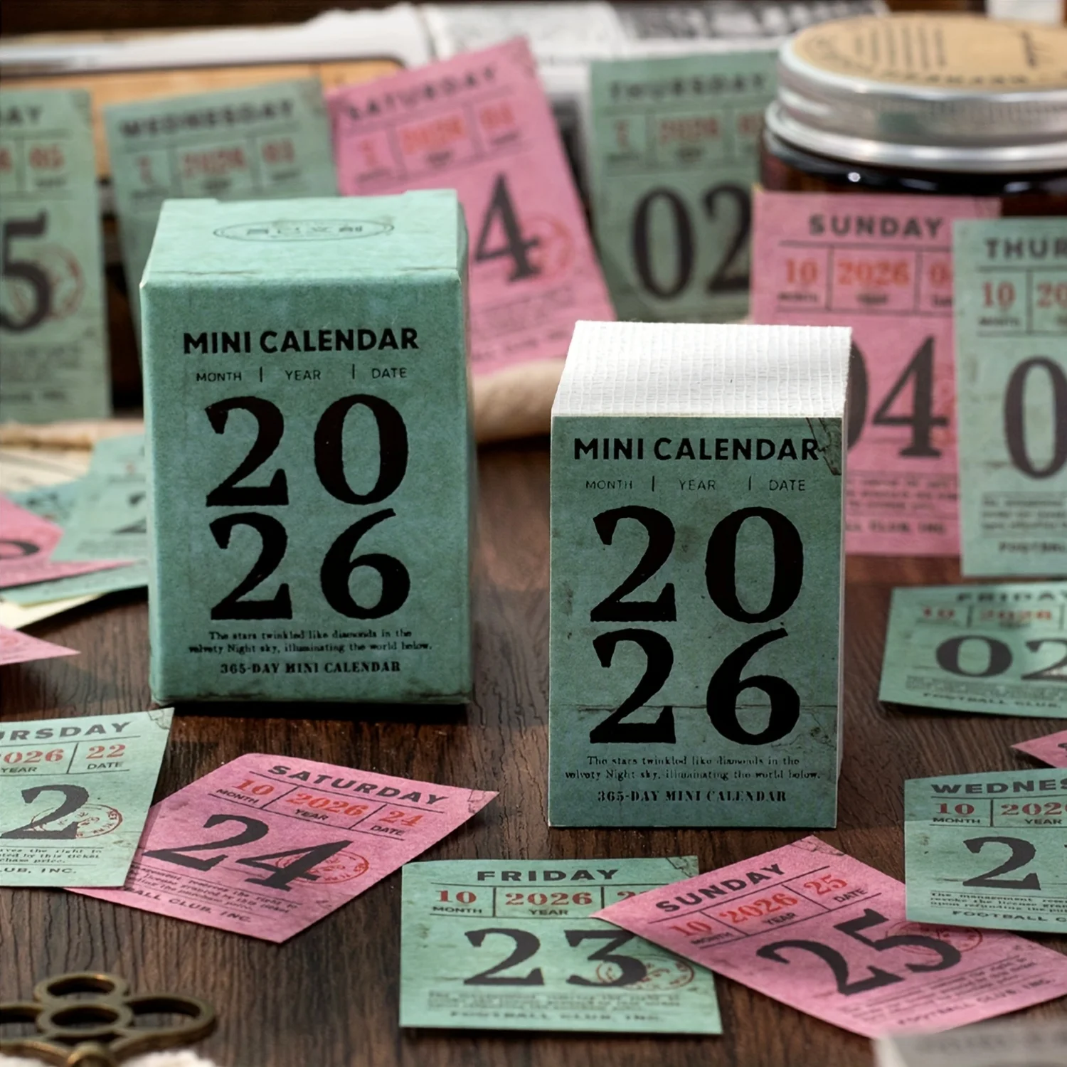 

2026 Mini Calendar One Page One Day Retro Style Desk English Tearable Calendar Birthday Holiday Gifts 365 Pages Office Supplies