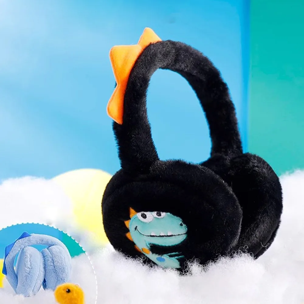 

Модные теплые наушники с изображением маленького динозавра, мягкие наушники с героями мультфильмов, утолщенные зимние теплые наушники для защиты ушей для детских подарков