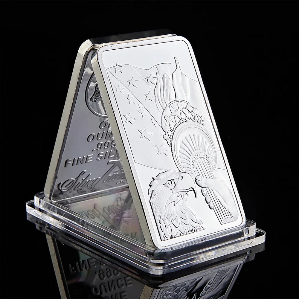USA Eagle Statue of Liberty Commemorative Coins United State Rectangle Silver Souvenir Medallion Token Bar