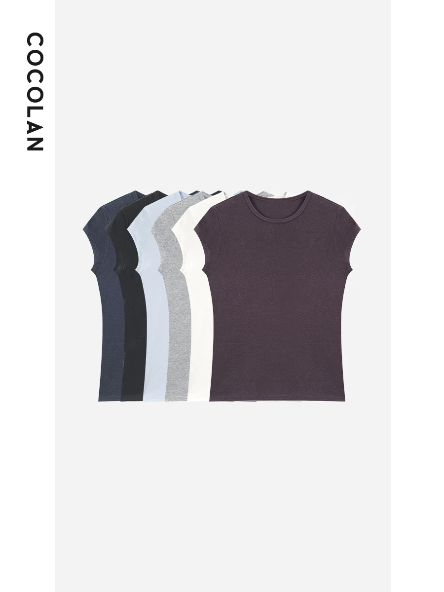 

Новая женская трикотажная футболка LAN Spring из льна, шерсти и лиоцелла с коротким рукавом, модель CL1TX006, простой стиль, однотонная, стандартный крой, для повседневной носки