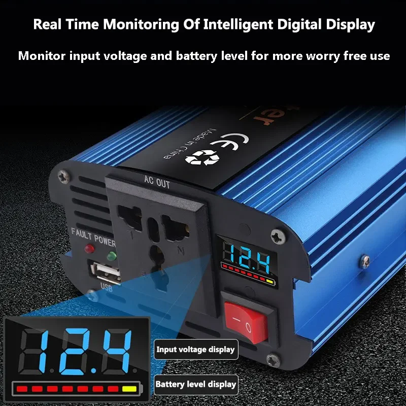 pure sine wave inverter 12V to 220V 500W 1200W 2000W 2400W DC to AC voltage converter 12 220 mini-car power supply ﻿with digital