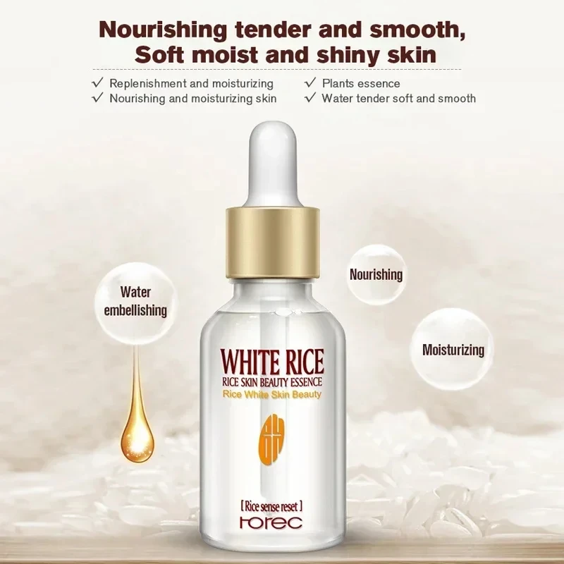 White Rice Face Serum Whitening Serum Shrink Pores Brightening Cream Anti Aging Lines and Wrinkles for Glowing Skin Firm Essence