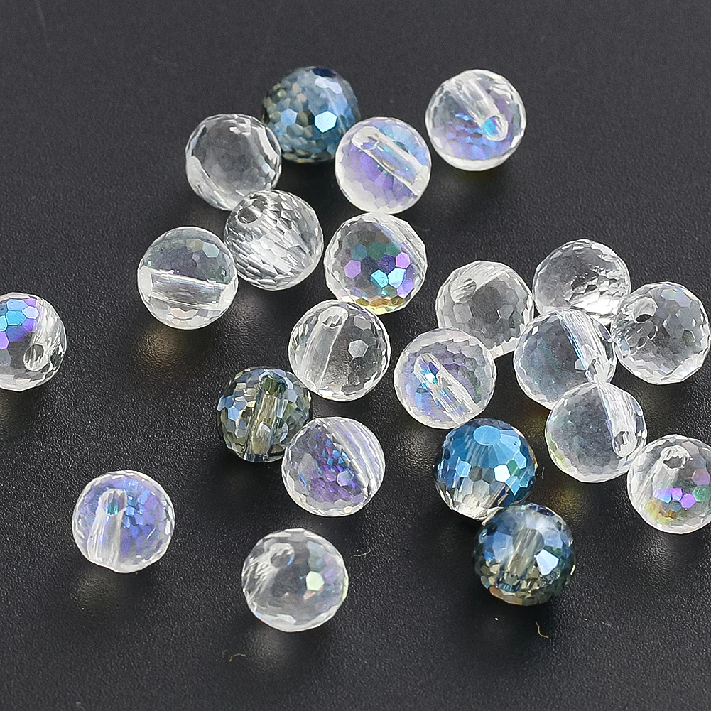 10pcs 8mm Multi Faceted Inclined Hole Crystal Loose Beads Jewelry Making Accessories Wedding Dress Clothing Sewing Decor Buttons