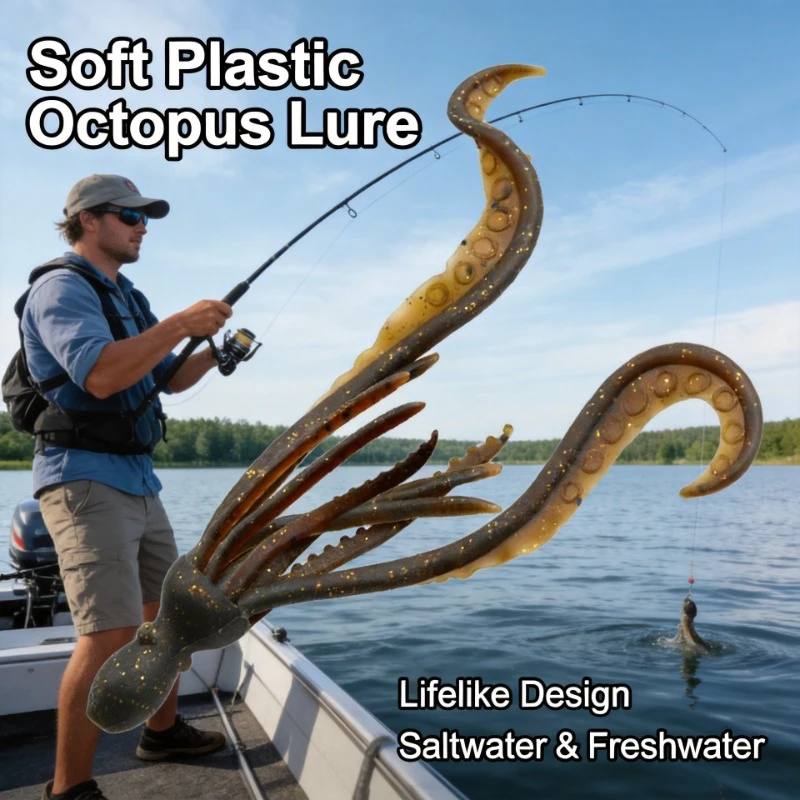 

4pcs Pack 3.5g TPR Squid Soft Lure Multi Tentacles Octopus Freshwater Saltwater Fishing Lure