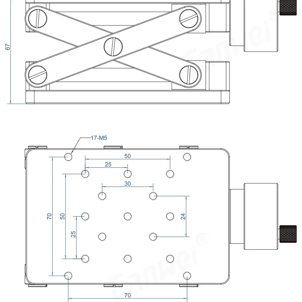 Imagem -06 - Plataforma Elevatória Manual de Alta Precisão do Z-eixo Liga de Alumínio Levantamento Deslizante Ótico Tabela do Deslocamento 120x80 55 mm