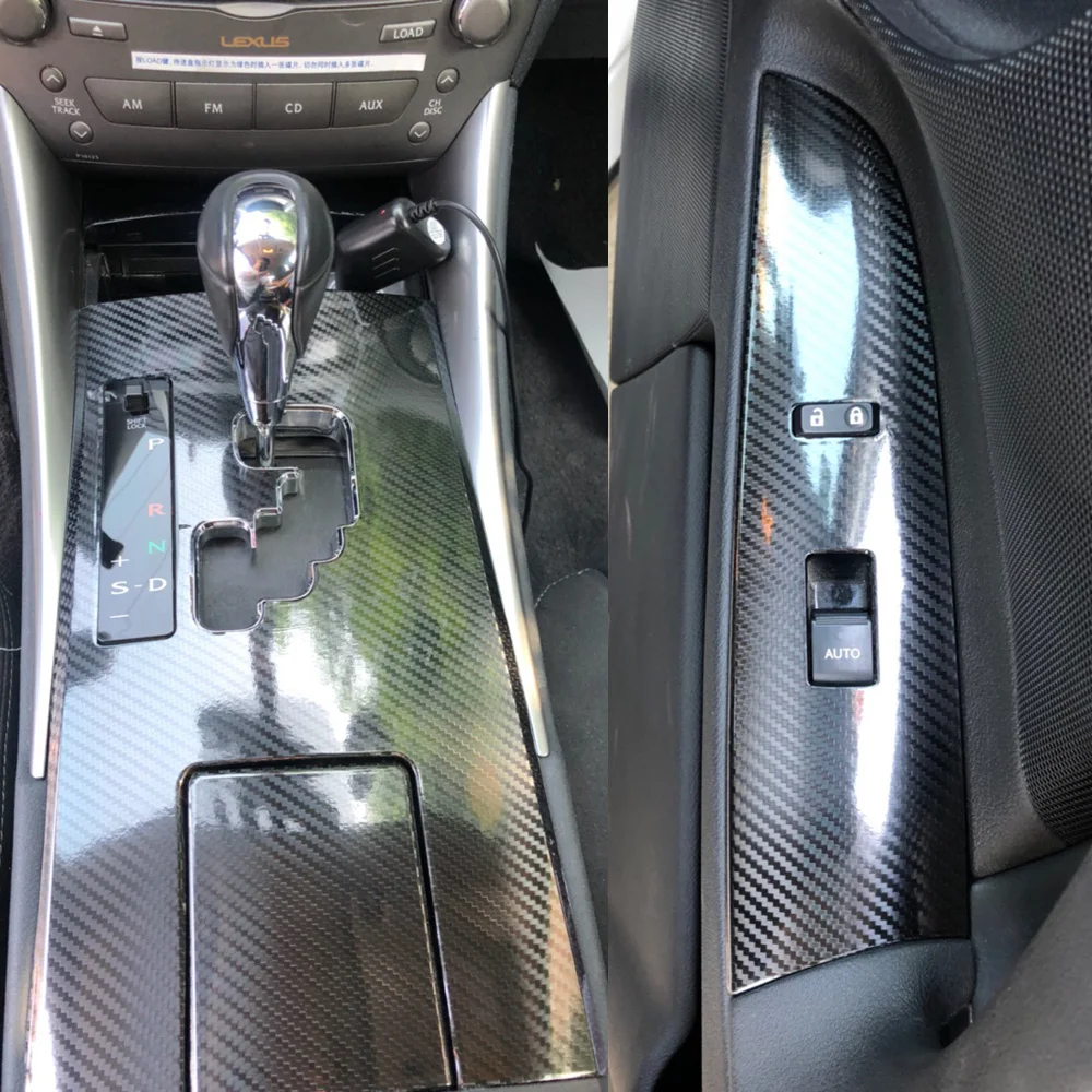 レクサス-is300-2006-2011-カースタイリング-3d-5d-カーボンファイバー車内センターコンソールカラーモールディングステッカーデカールパーツ
