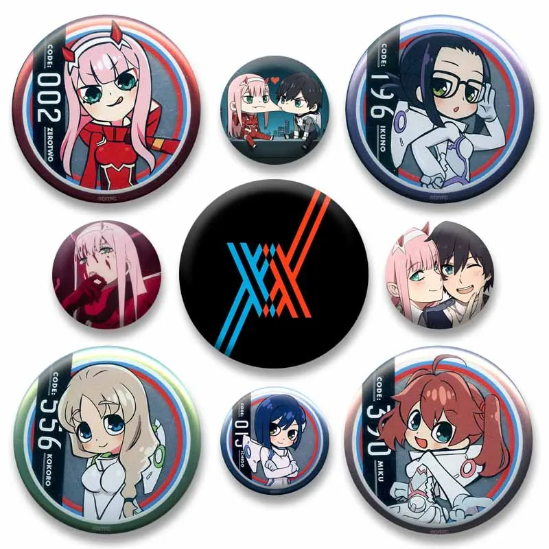 Cartoon Character Zero Two Lapel Pins Darling in The Franxx Anime Peripheral Badge Cute Round Brooch Bag Hat Jewelry Accessories