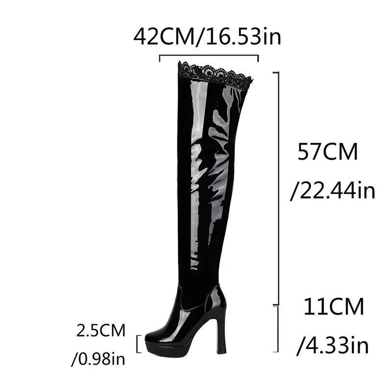 REAVE CAT 2025 Sexy Women Knee High Boots Round Toe Block Heels 11cm Platform 2.4cm Zipper Party Stretch Bota Big Size 46 47 48 view 2