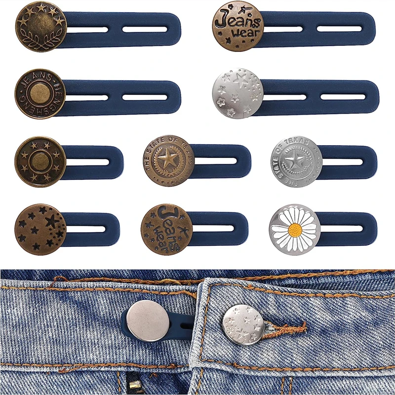 Button Extenders for Pants Women Men Jeans Free Sewing Adjustable Retractable Waist Extenders Button Waistband Collars Extenders